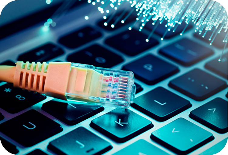 Broadband cable on keyboard